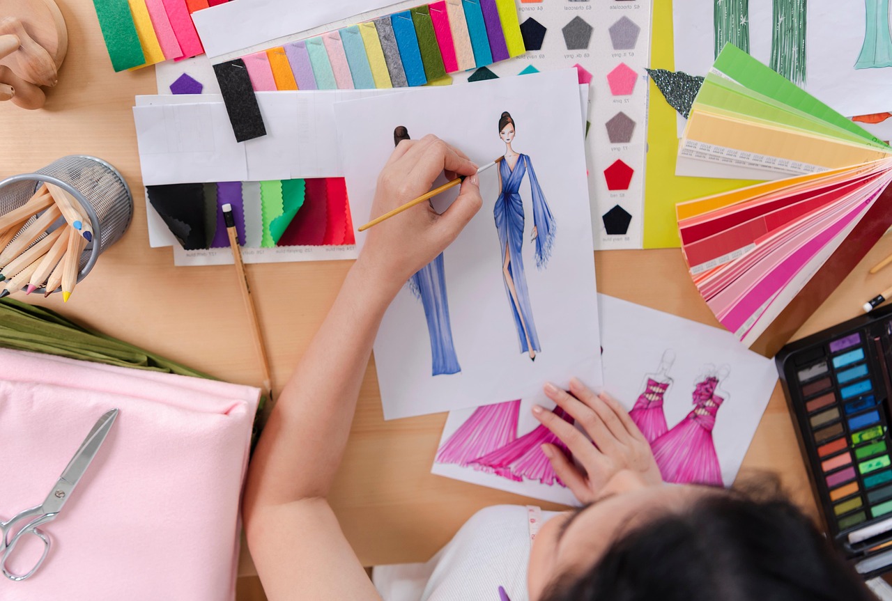 Fashion designer at work in a studio
